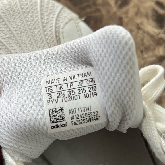 ADIDAS GIRL'S SNEAKERS SHOES WHITE PINK STRIPES SUPERSTAR - Picture 8 of 9